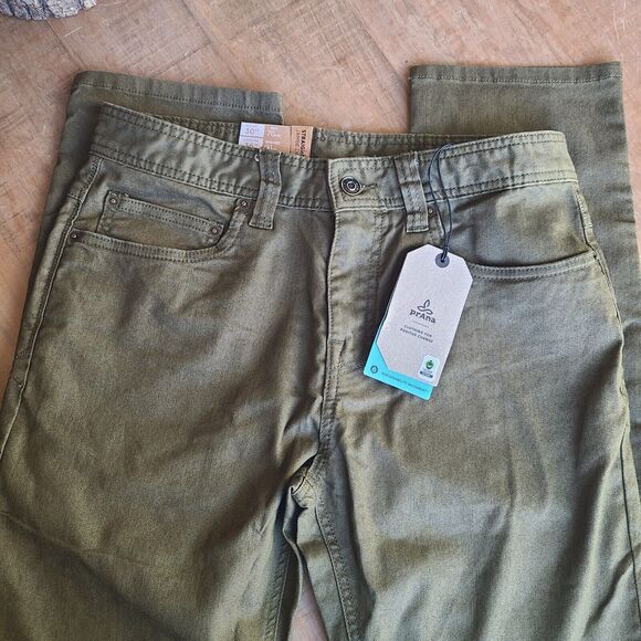 Prana Mens 30x36 Peat Green Bridger Jean Pant 5 Pocket Outdoor Straight Slim NEW - Picture 6 of 7